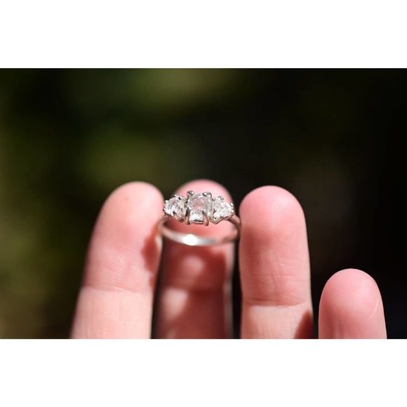 Alternative engagement ring unique rings for women raw stone sterling si… - Picture 3 of 8